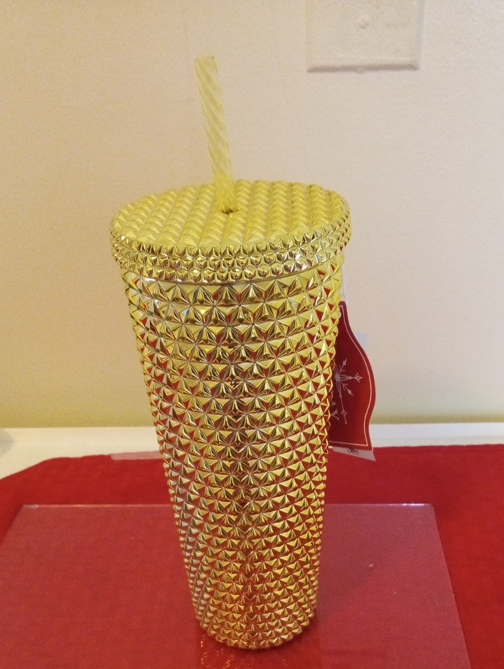 Brand New  Gold Studded Textured Tumbler with Straw